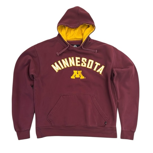 J America Sportswear Tops - Vintage Minnesota Gophers Hoodie Pullover Embroidered Red/Gold J America Medium